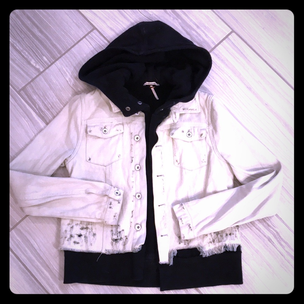 Free People Distressed denim jacket